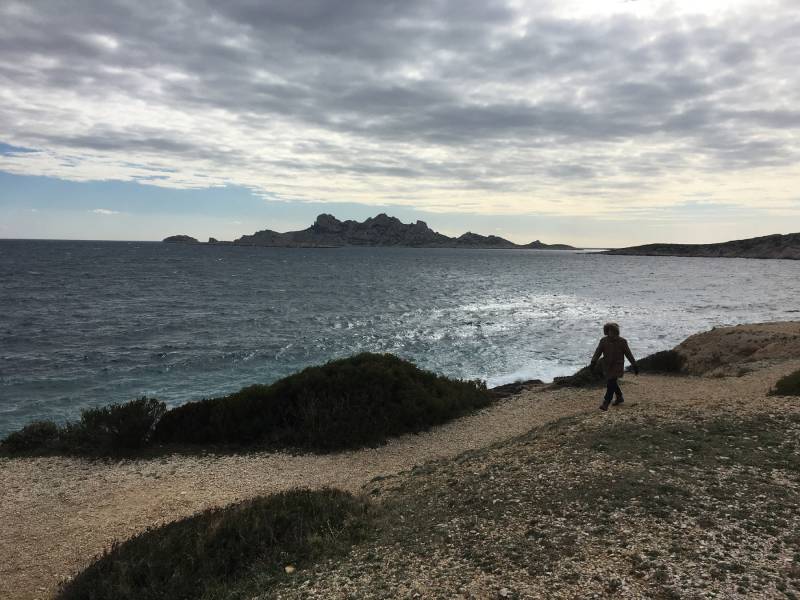 le chemin de randonnée Callelongue-Marseilleveyre qui longe en partie la mer, facile d'accès depuis la Villa d'Orient